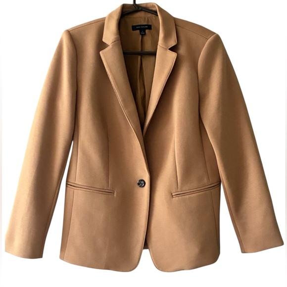 Ann Taylor Jackets & Blazers - Ann Taylor Camel/Tan Brown Double Knit One Button Blazer Size 12